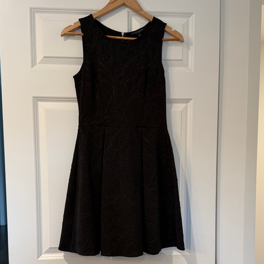 Green Envelope Black Textured Mini Dress